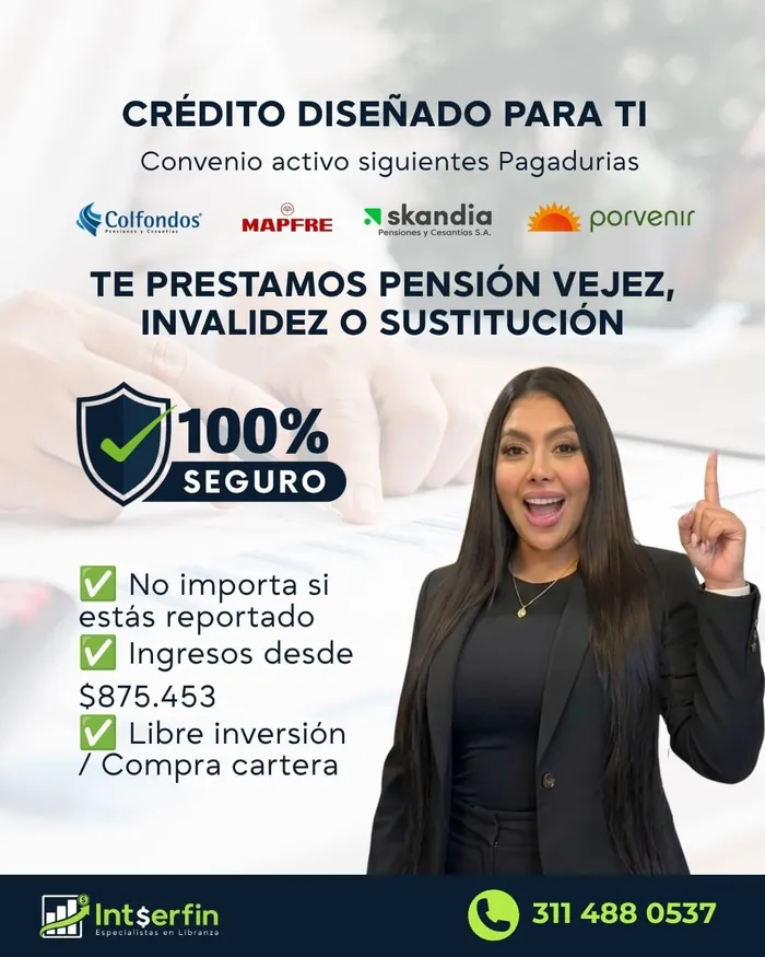 Publicación: crédito diseñado para ti con convenios Colfondos, MAPFRE, Skandia y Porvenir
